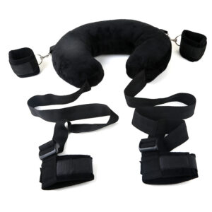 Bộ đồ chơi BDSM màu đen, 3 Món gồm gối cổ và vòng đeo tay chân