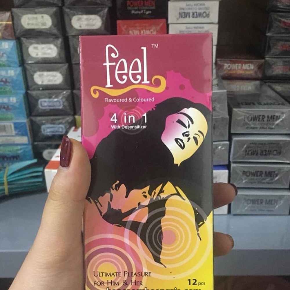 Bao Cao Su 4 In 1 Keo Dai Thoi Gian Feel Bao Cao Su Feel 4 in 1 gân gai, kéo dài thời gian