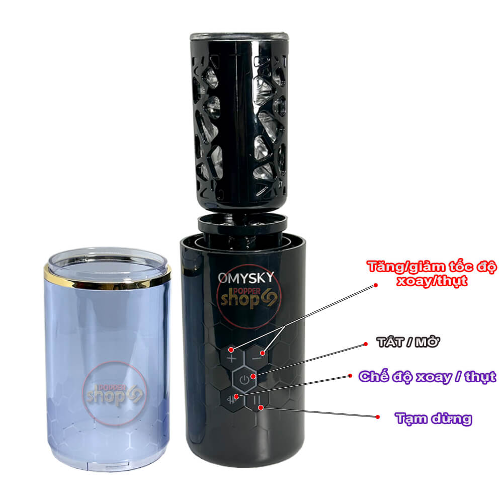 COC XOAY THUT CAO CAP OMYSKY Pin Sac Tang Gel Cốc xoay thụt cao cấp OMYSKY nhiều chế độ pin sạc tặng gel