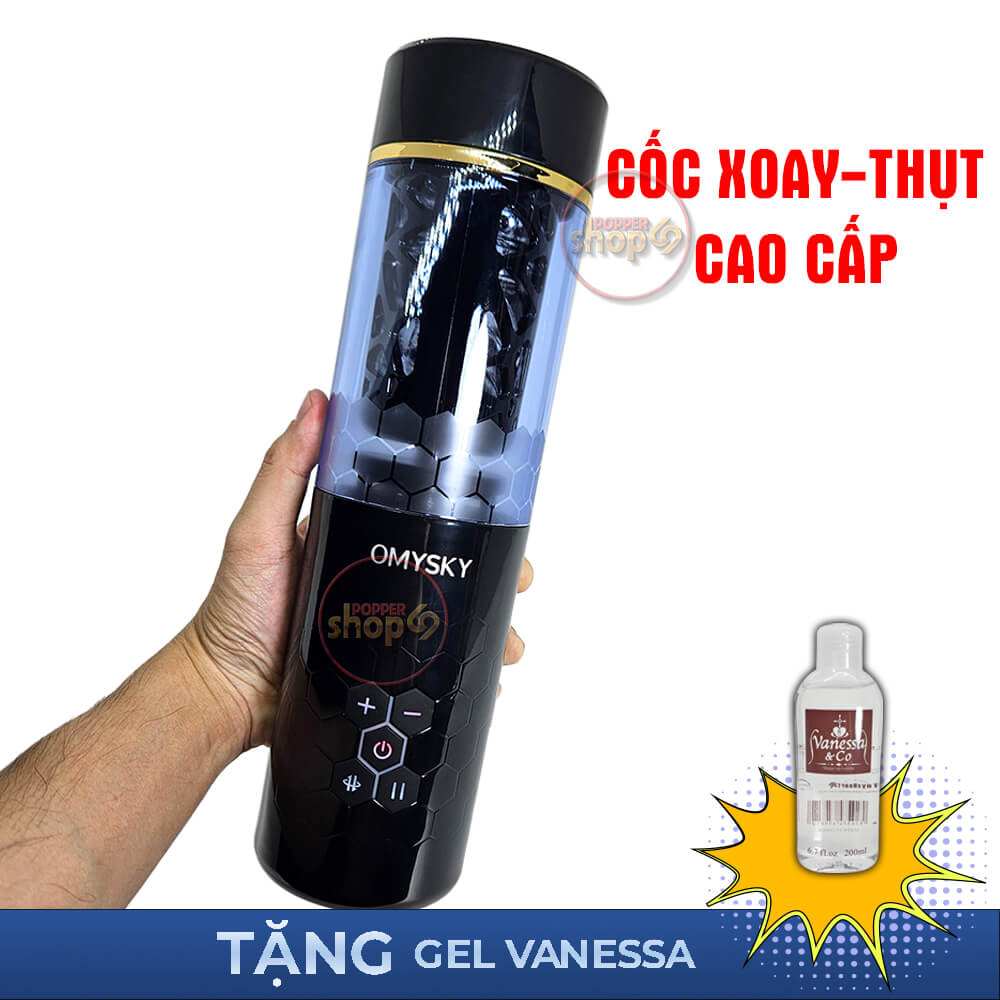 COC XOAY THUT CAO CAP OMYSKY Cốc xoay thụt cao cấp OMYSKY nhiều chế độ pin sạc tặng gel